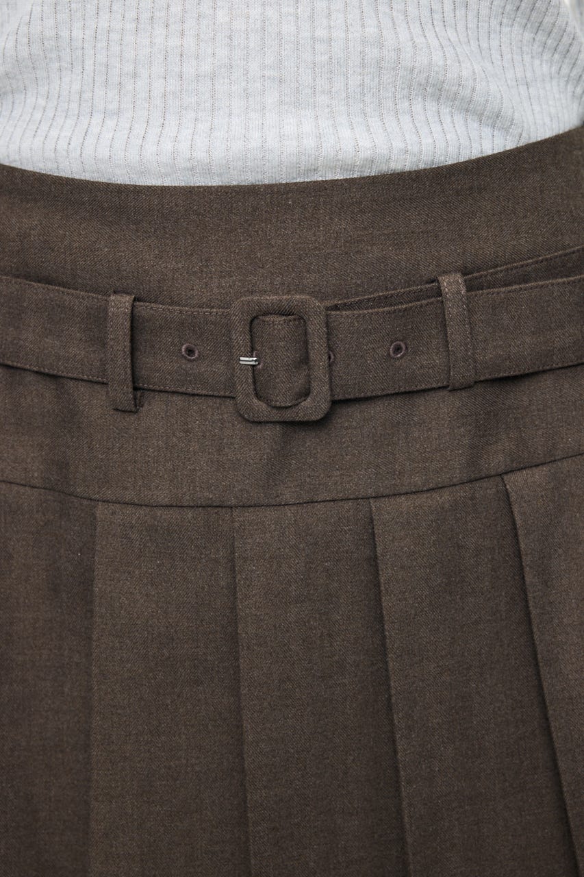 LOW SLUNG PLEATED MINI スカート BRN 1