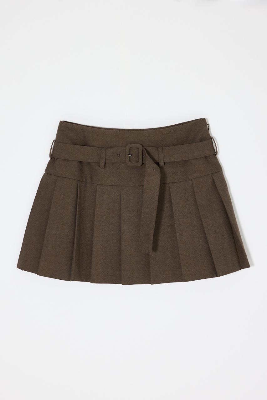 LOW SLUNG PLEATED MINI スカート BRN 1