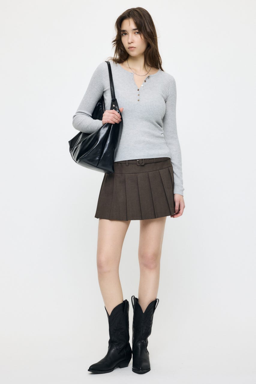 LOW SLUNG PLEATED MINI スカート BRN 1