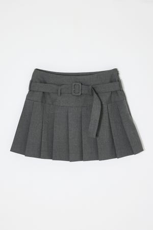 LOW SLUNG PLEATED MINI スカート