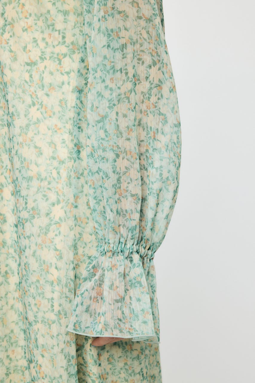 RUFFLE CHIFFON MAXI ドレス 柄GRN 1