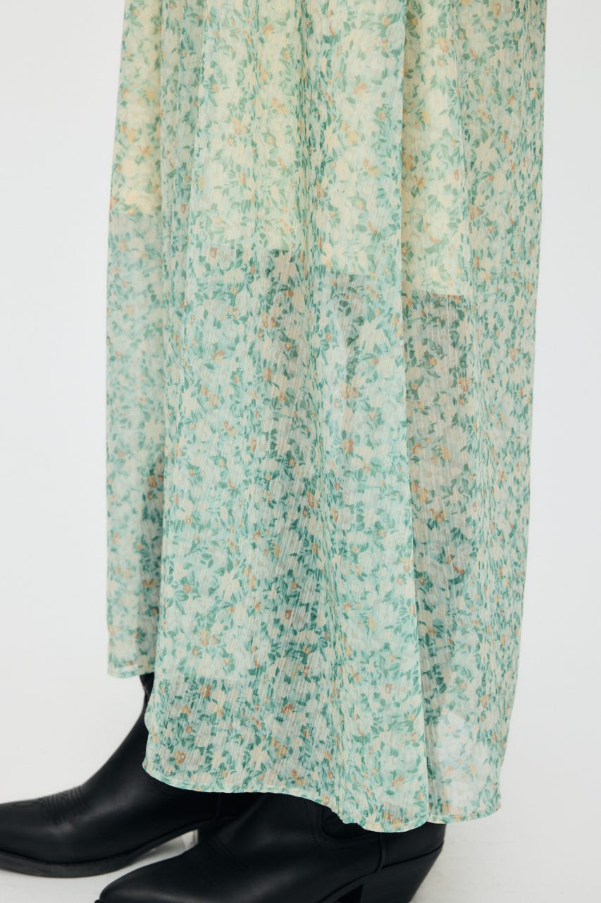 RUFFLE CHIFFON MAXI ドレス 柄GRN 1