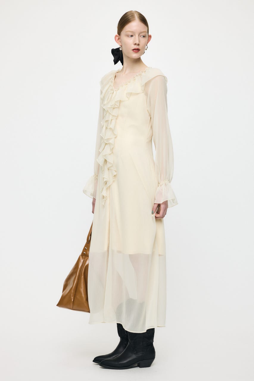 RUFFLE CHIFFON MAXI ドレス IVOY 2