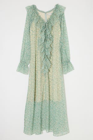 RUFFLE CHIFFON MAXI ドレス