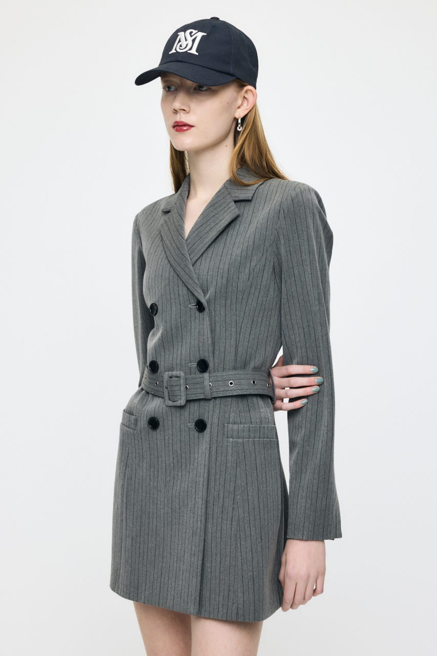 DOUBLE BREASTED BLAZER MINI ワンピース 柄GRY 1