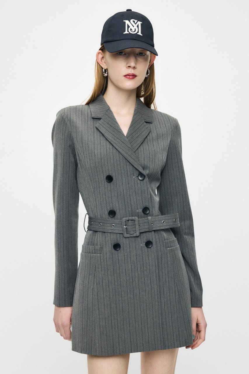 DOUBLE BREASTED BLAZER MINI ワンピース 柄GRY 1