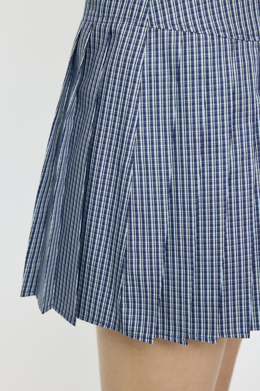 PLEATED SHIRT MINI ドレス 柄BLU 1