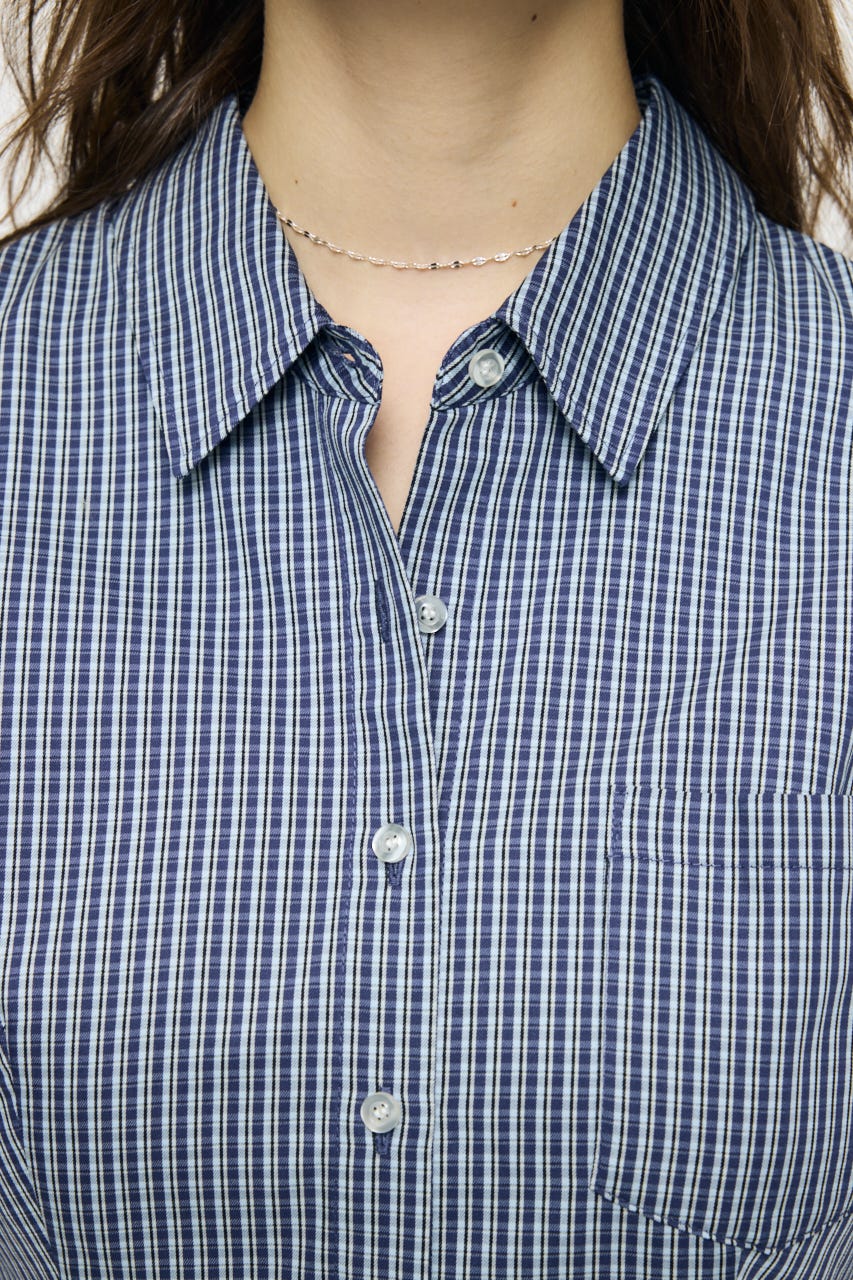PLEATED SHIRT MINI ドレス 柄BLU 1