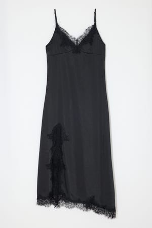 LACE SATIN SLIP ドレス