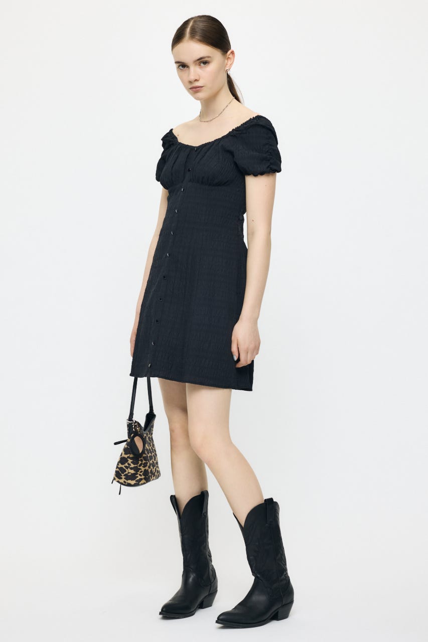 2WAY SHIRRING MINI ドレス BLK 1
