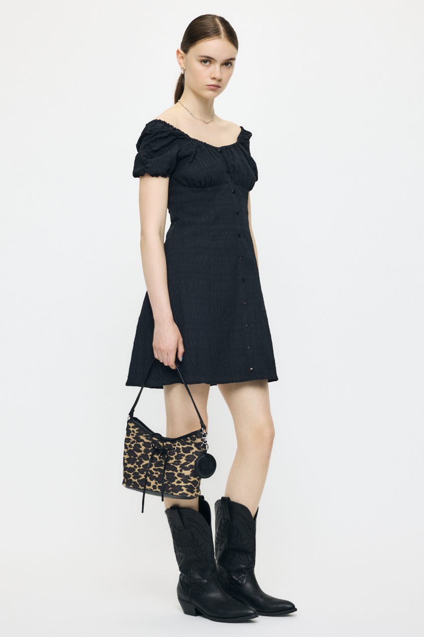2WAY SHIRRING MINI ドレス BLK 1