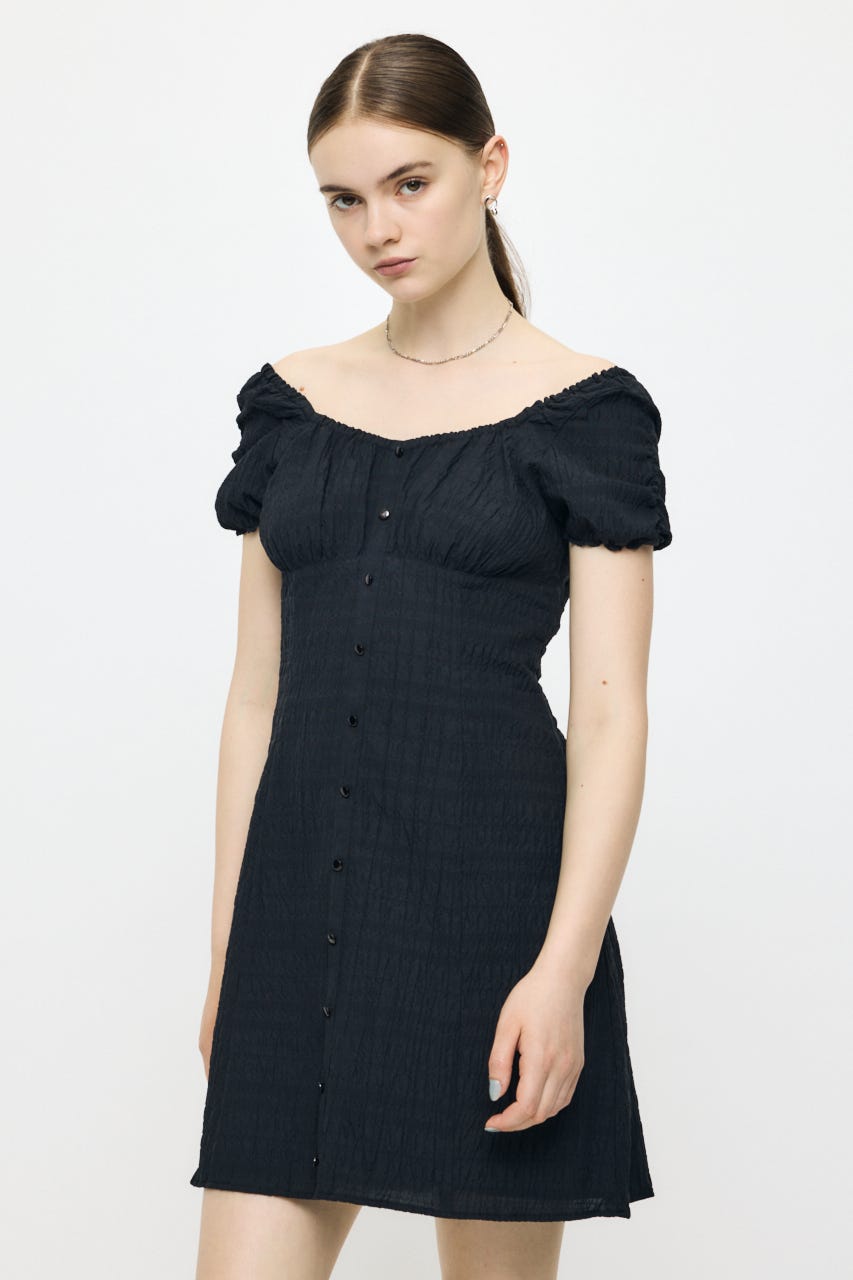 2WAY SHIRRING MINI ドレス BLK 1