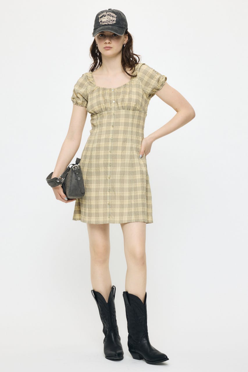 2WAY SHIRRING MINI ドレス 柄KHA 1