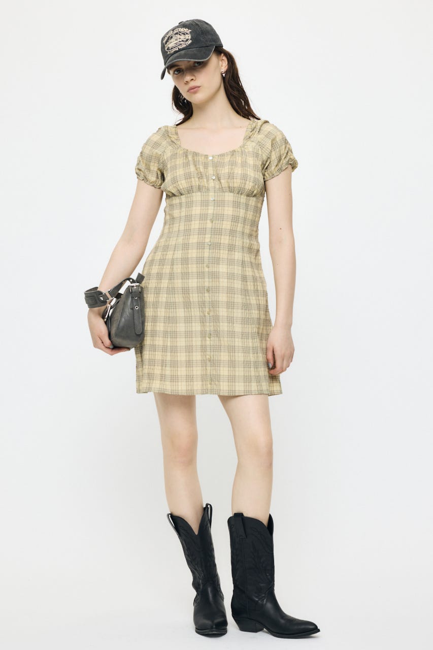 2WAY SHIRRING MINI ドレス 柄KHA 1