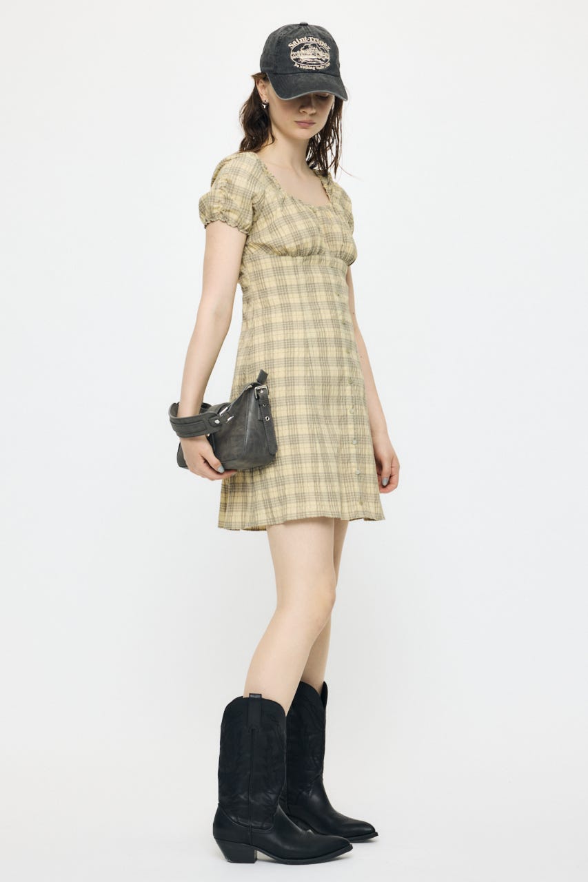 2WAY SHIRRING MINI ドレス 柄KHA 1