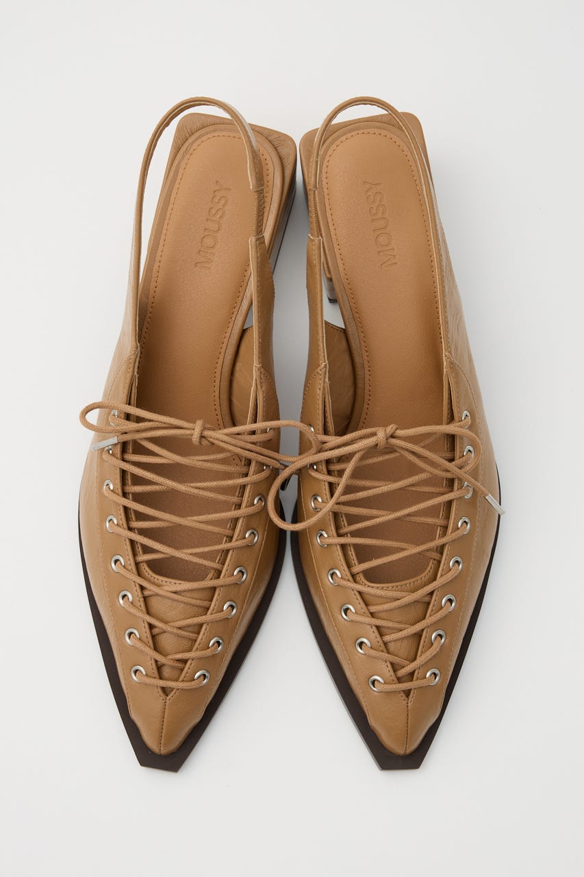 POINTED LACE UP ミュール BEG M
