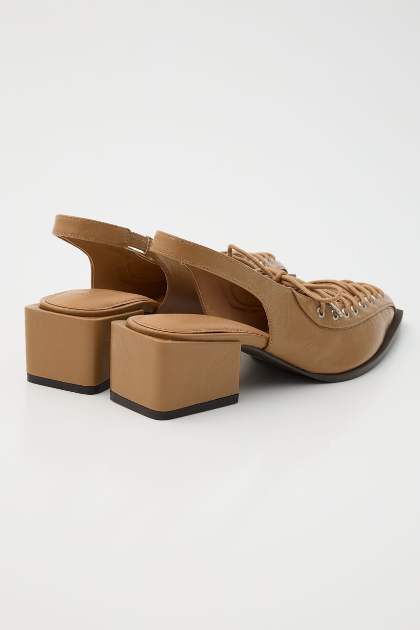 POINTED LACE UP ミュール BEG M