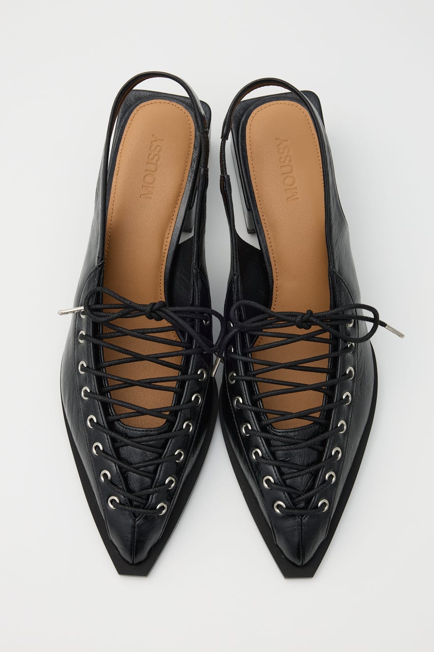 POINTED LACE UP ミュール BLK S