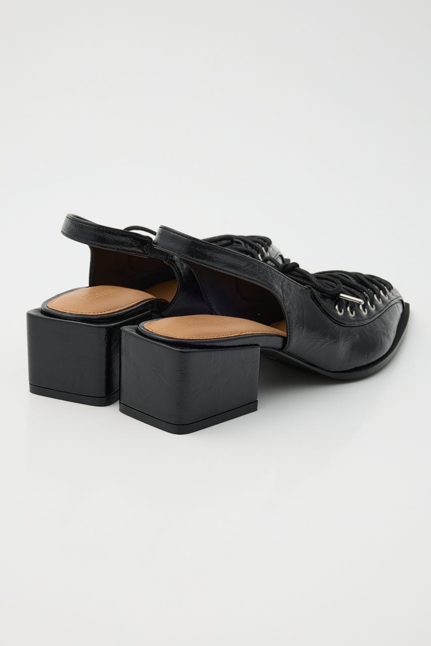 POINTED LACE UP ミュール BLK S
