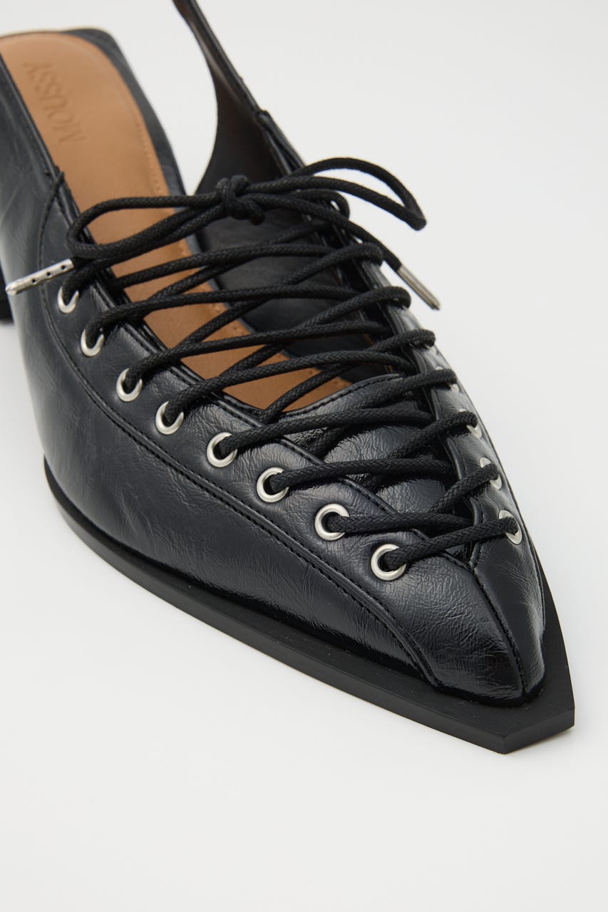POINTED LACE UP ミュール BLK S