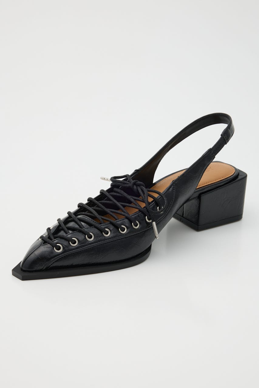 POINTED LACE UP ミュール BLK S
