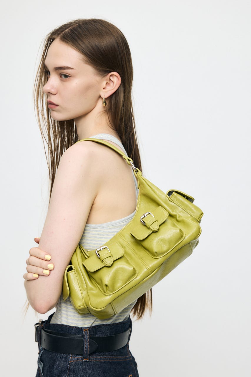 MANY POCKET HOBO バッグ L/GRN FREE