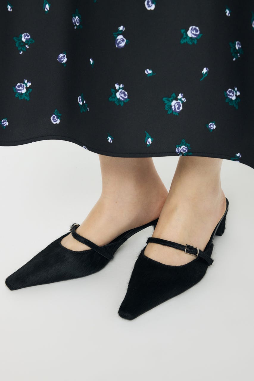 STRAP POINTED ミュール BLK S