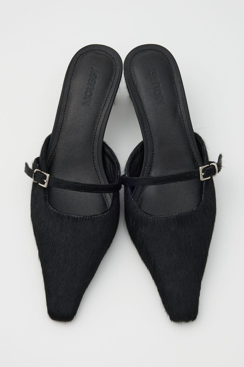 STRAP POINTED ミュール BLK S