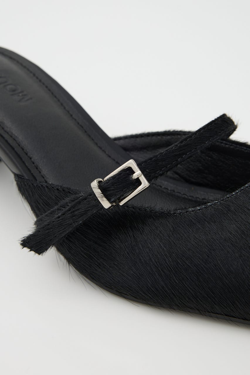 STRAP POINTED ミュール BLK S