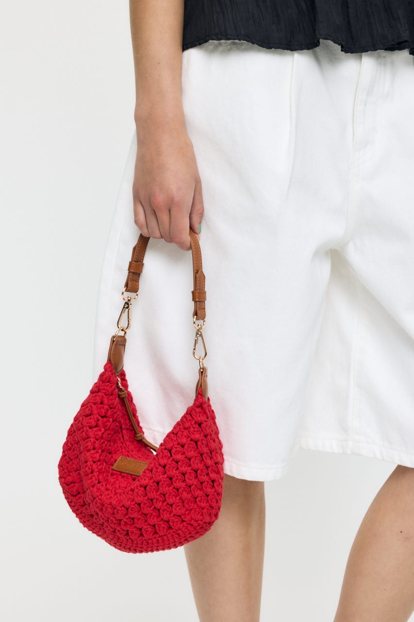 CROCHET MINI バッグ RED FREE