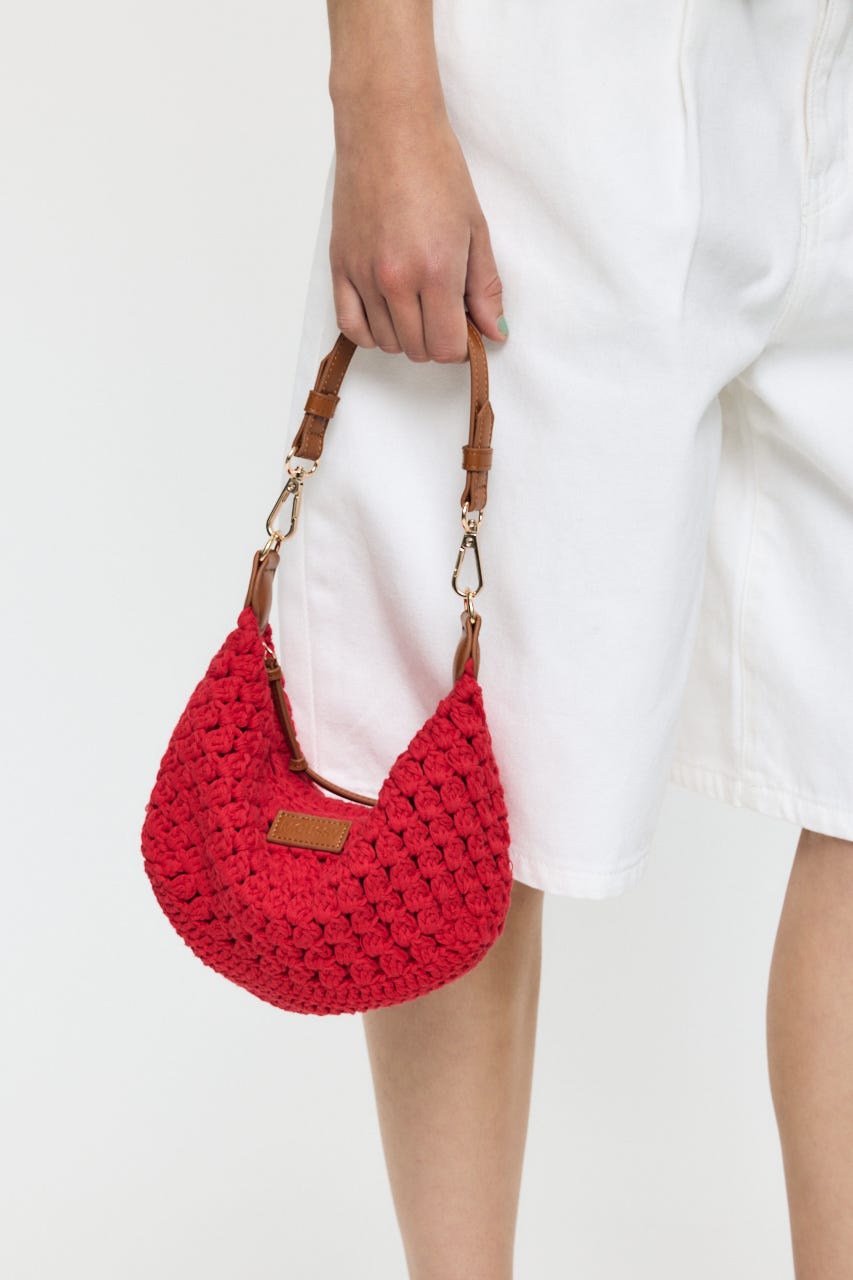 CROCHET MINI バッグ RED FREE
