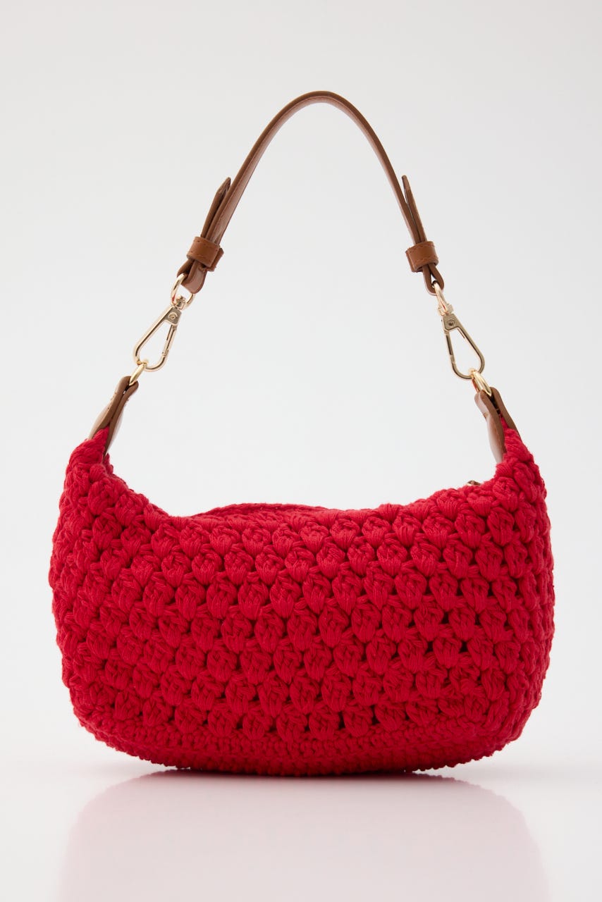 CROCHET MINI バッグ RED FREE