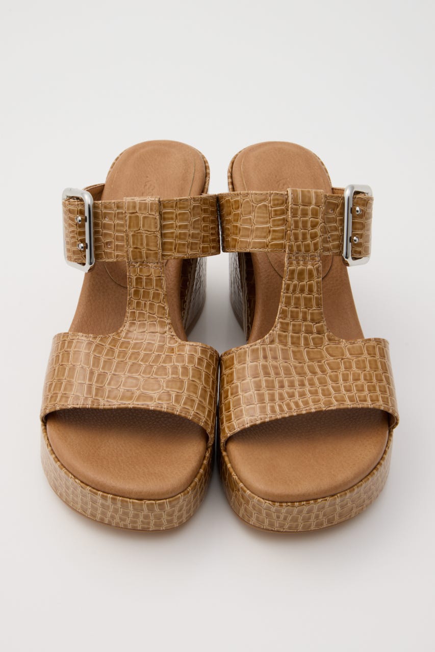 CROCO CHUNKY HEEL サンダル BEG M