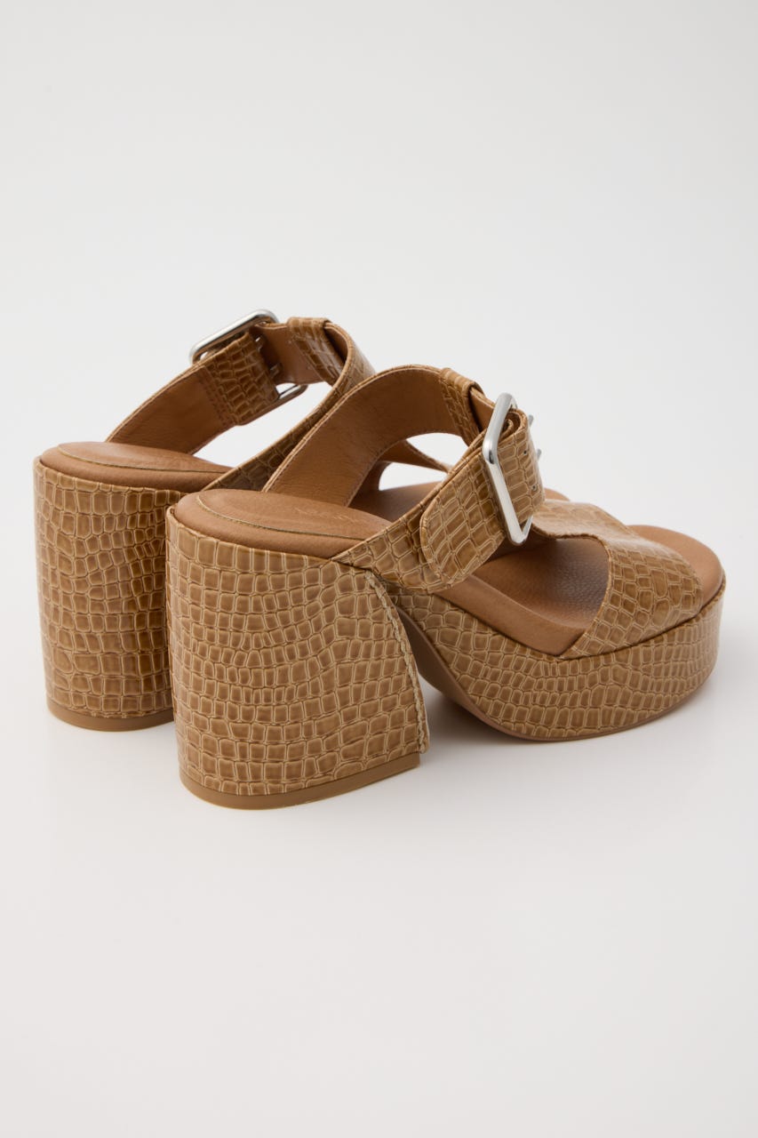 CROCO CHUNKY HEEL サンダル BEG M