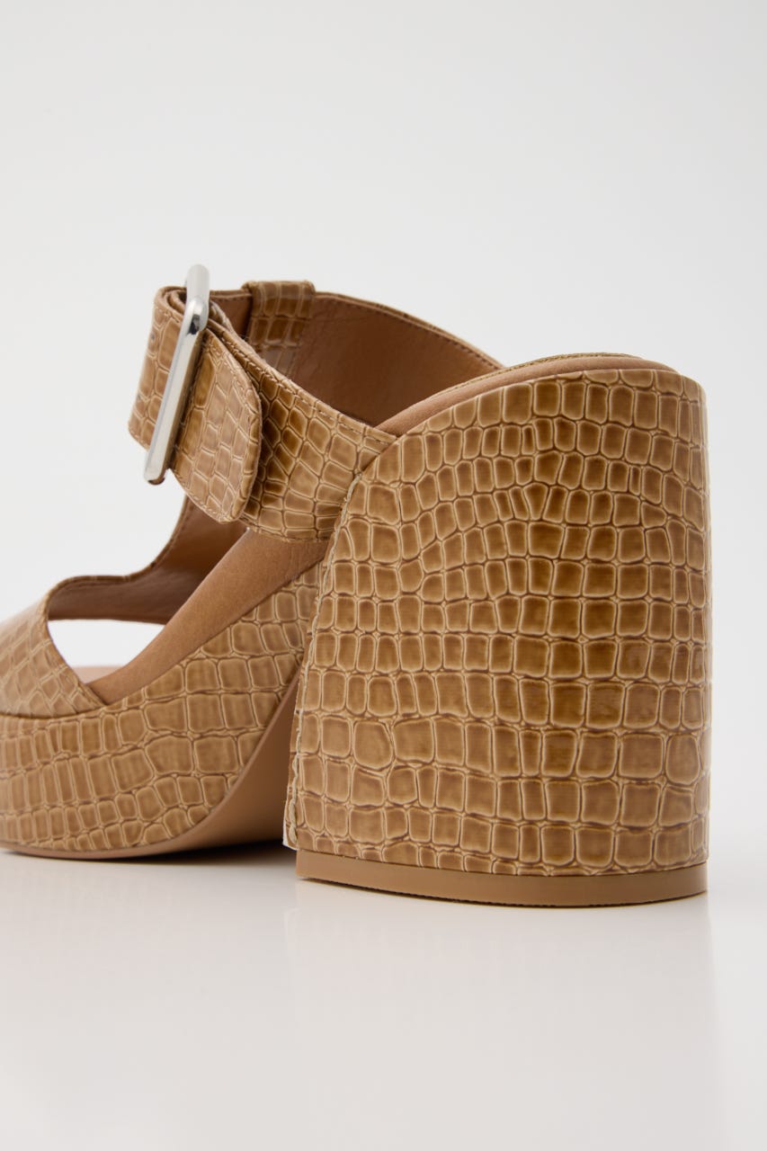 CROCO CHUNKY HEEL サンダル BEG M