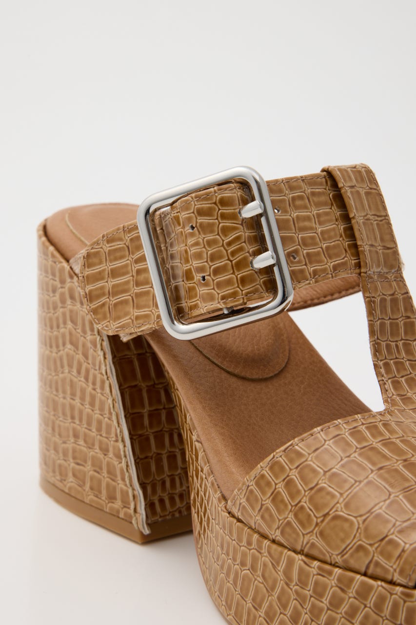 CROCO CHUNKY HEEL サンダル BEG M