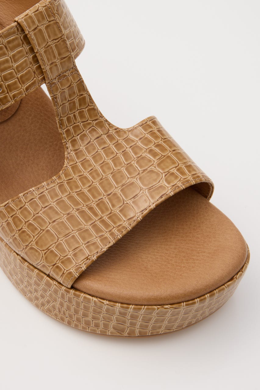 CROCO CHUNKY HEEL サンダル BEG M