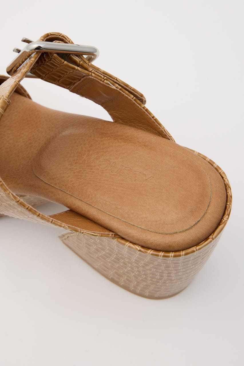 CROCO CHUNKY HEEL サンダル BEG M
