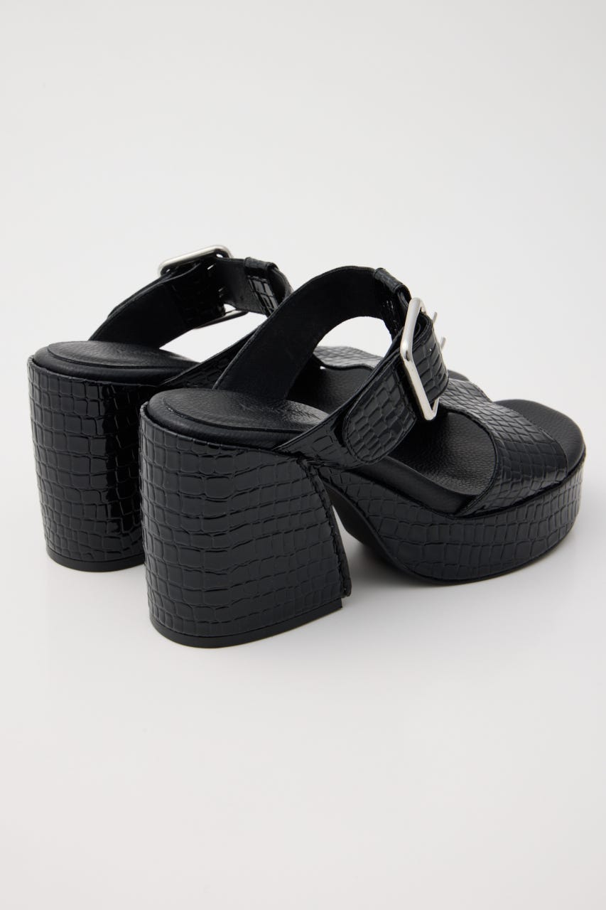 CROCO CHUNKY HEEL サンダル BLK M