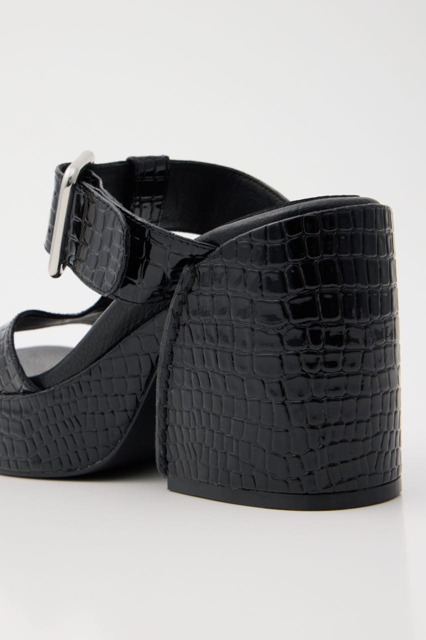 CROCO CHUNKY HEEL サンダル BLK M