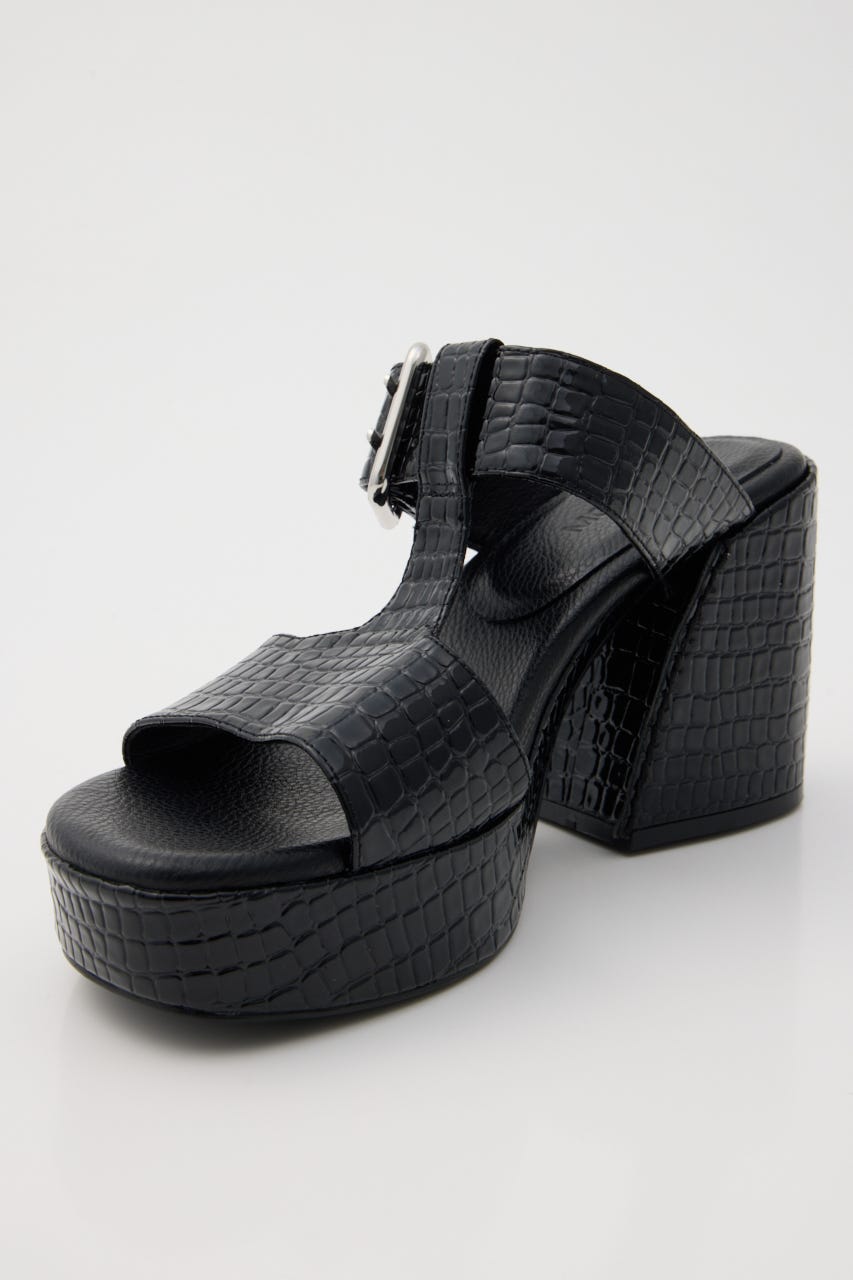 CROCO CHUNKY HEEL サンダル BLK M