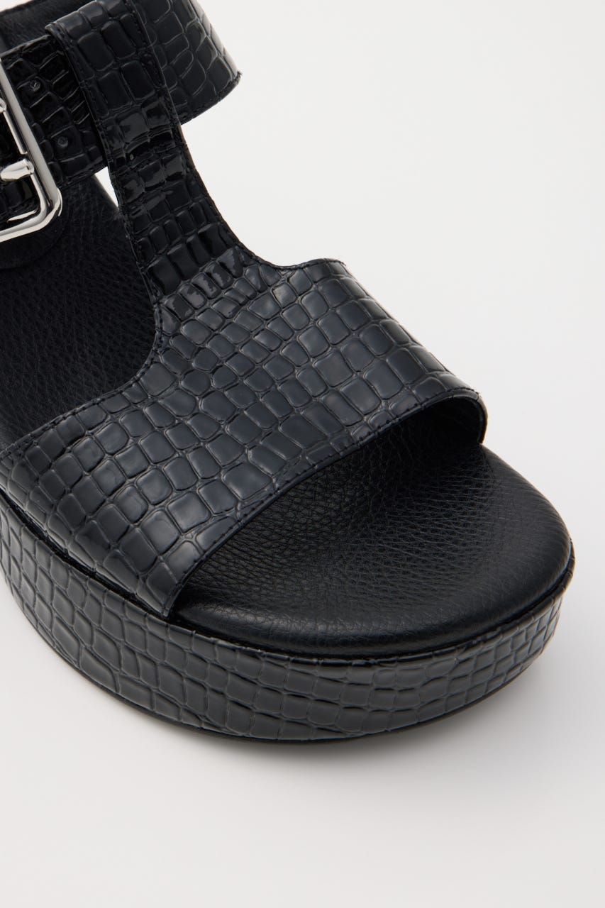 CROCO CHUNKY HEEL サンダル BLK M
