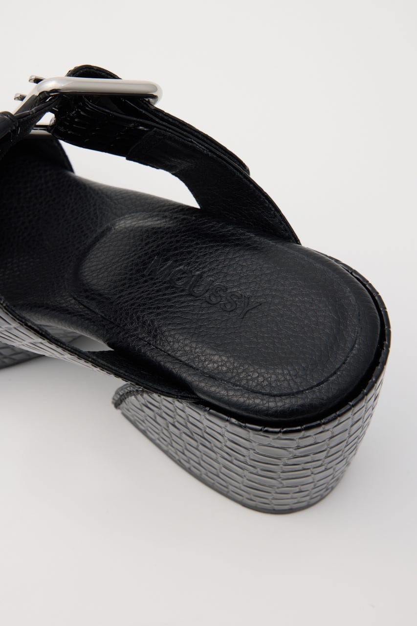 CROCO CHUNKY HEEL サンダル BLK M