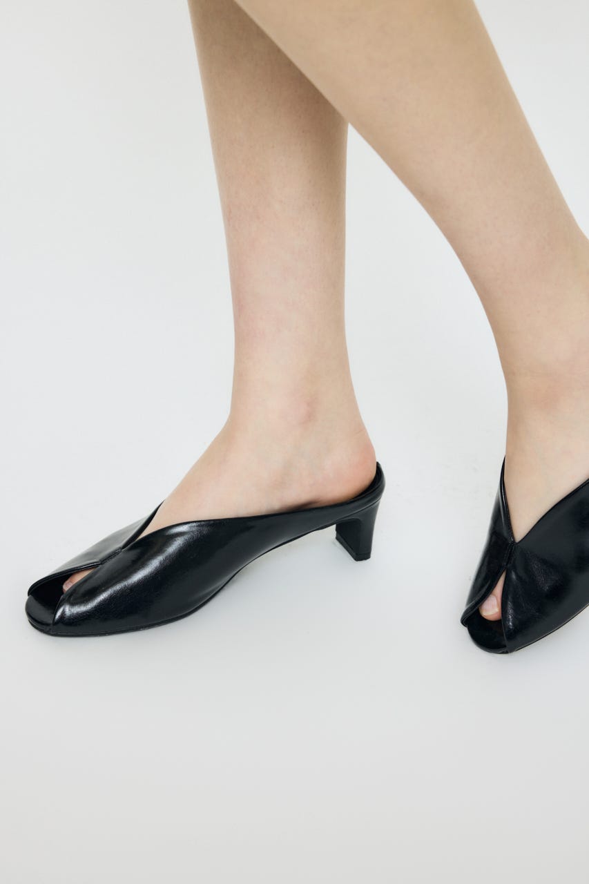 OPEN TOE SQUARE HEEL ミュール BLK L