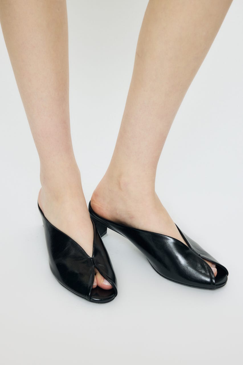 OPEN TOE SQUARE HEEL ミュール BLK L