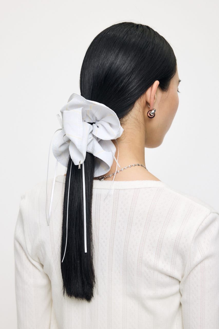 RIBBON シュシュ 柄WHT FREE