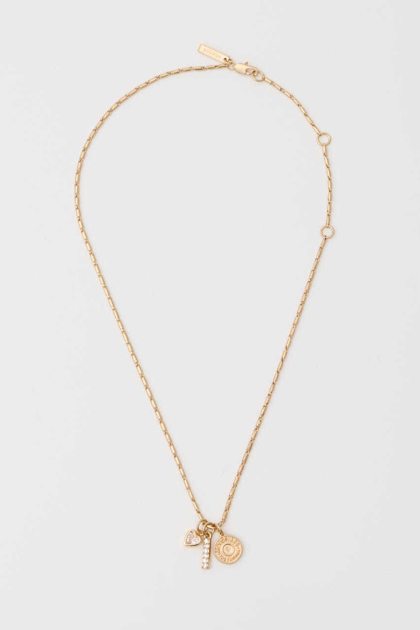 RHINESTONE MANY CHARM ネックレス GLD FREE