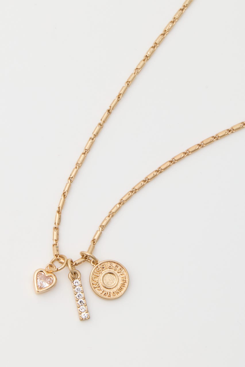 RHINESTONE MANY CHARM ネックレス GLD FREE