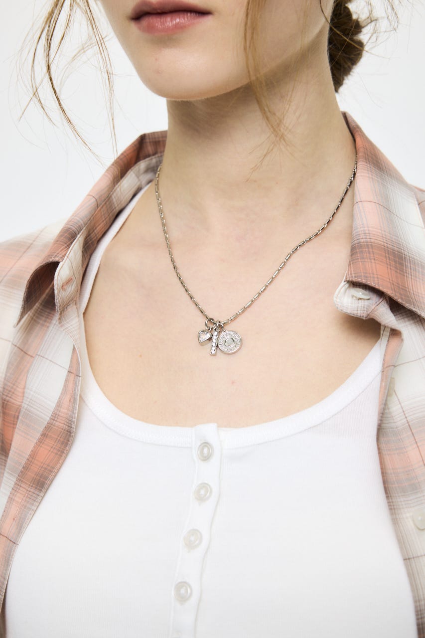 RHINESTONE MANY CHARM ネックレス SLV FREE