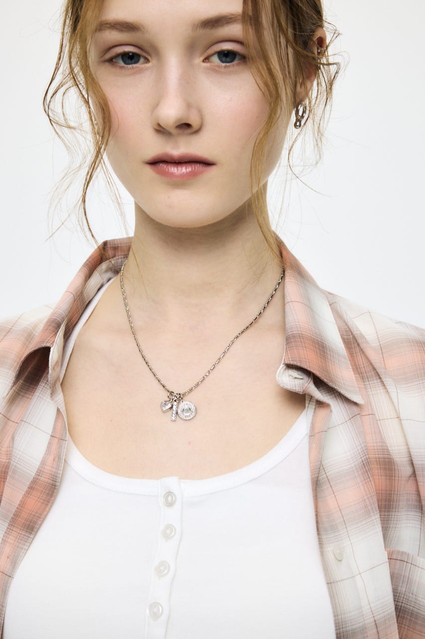 RHINESTONE MANY CHARM ネックレス SLV FREE